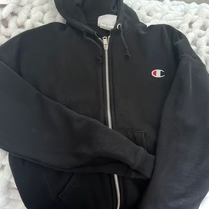 Black champion zip up hoodie